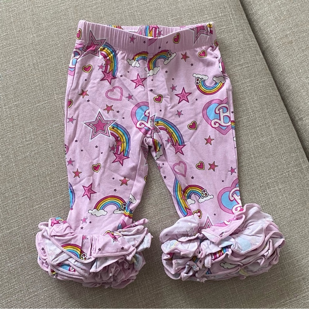 Posh Peanut x Barbie Pink Star Power Ruffle Bamboo Leggings